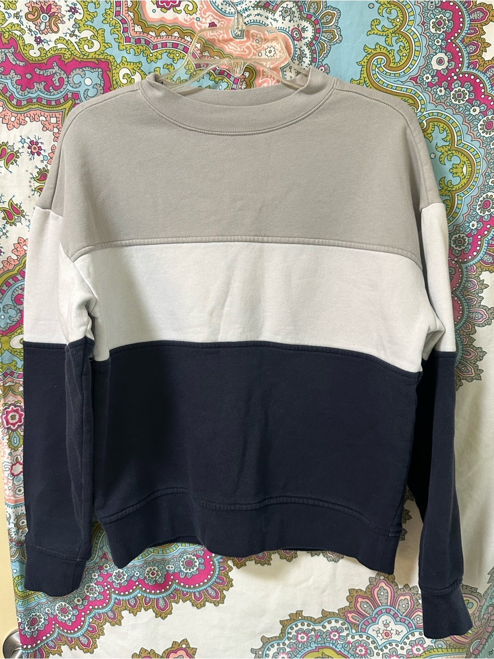 Charles River Apparel Colorblock Crewneck - Light Gray, White & Navy